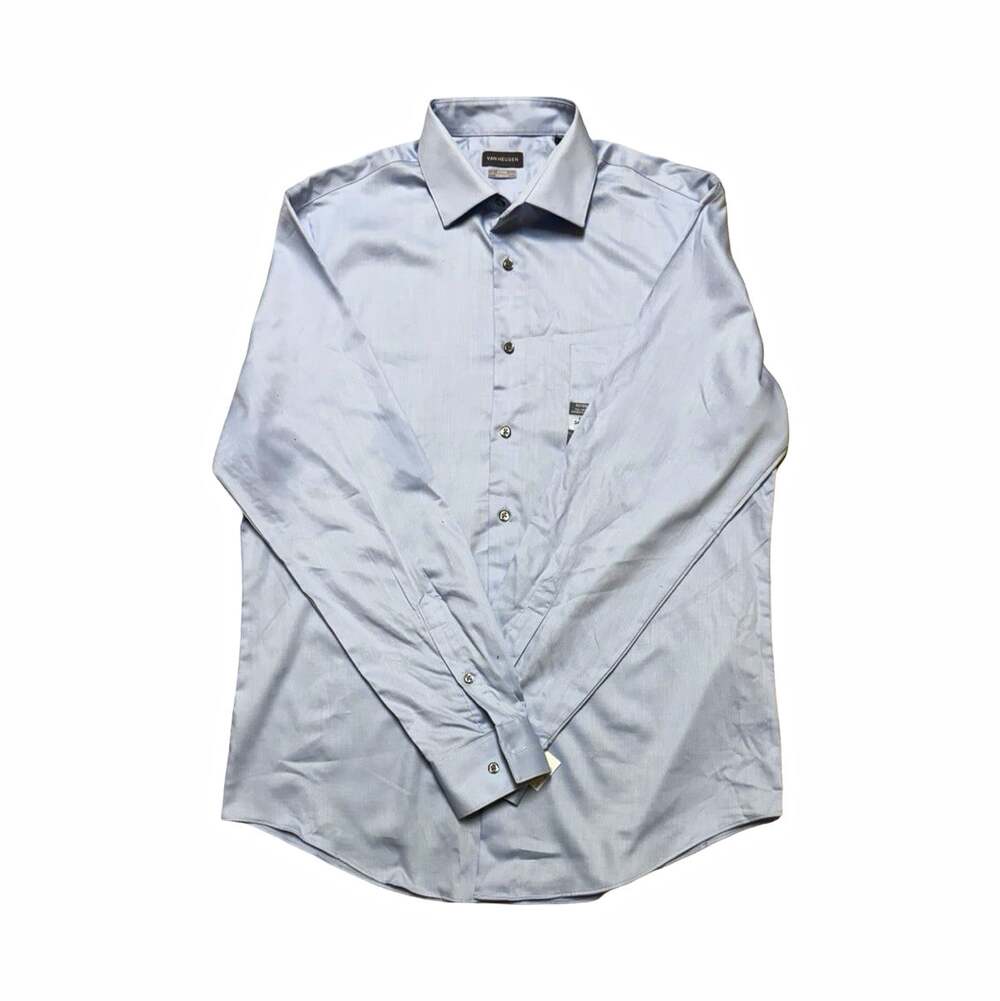 Van Heusen Fitted Blue Solid Stretch Dress Shirt 16 34/35 Men’s
